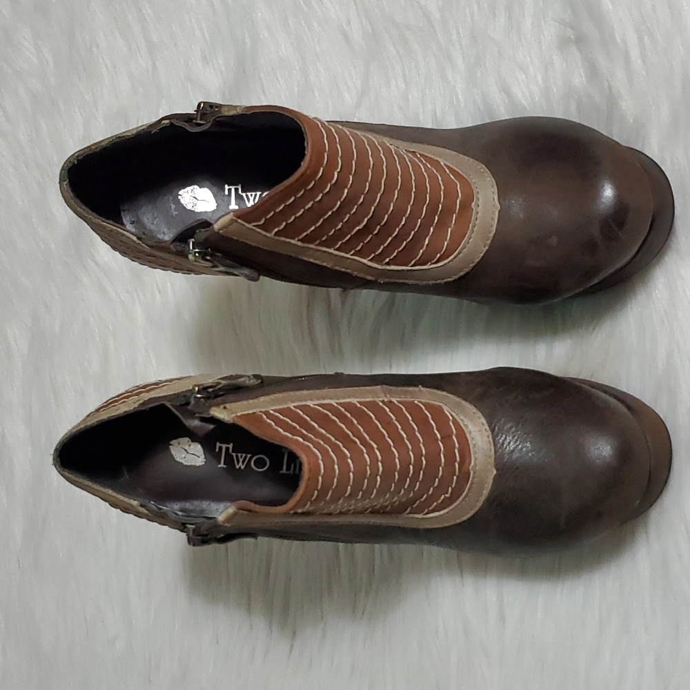 Two Lips Leather Platform Booties - image 2